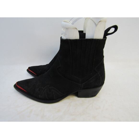 Zadig & Voltaire Womens Size 37 EUR Black Suede Long Wing Chelsea Ankle Boots